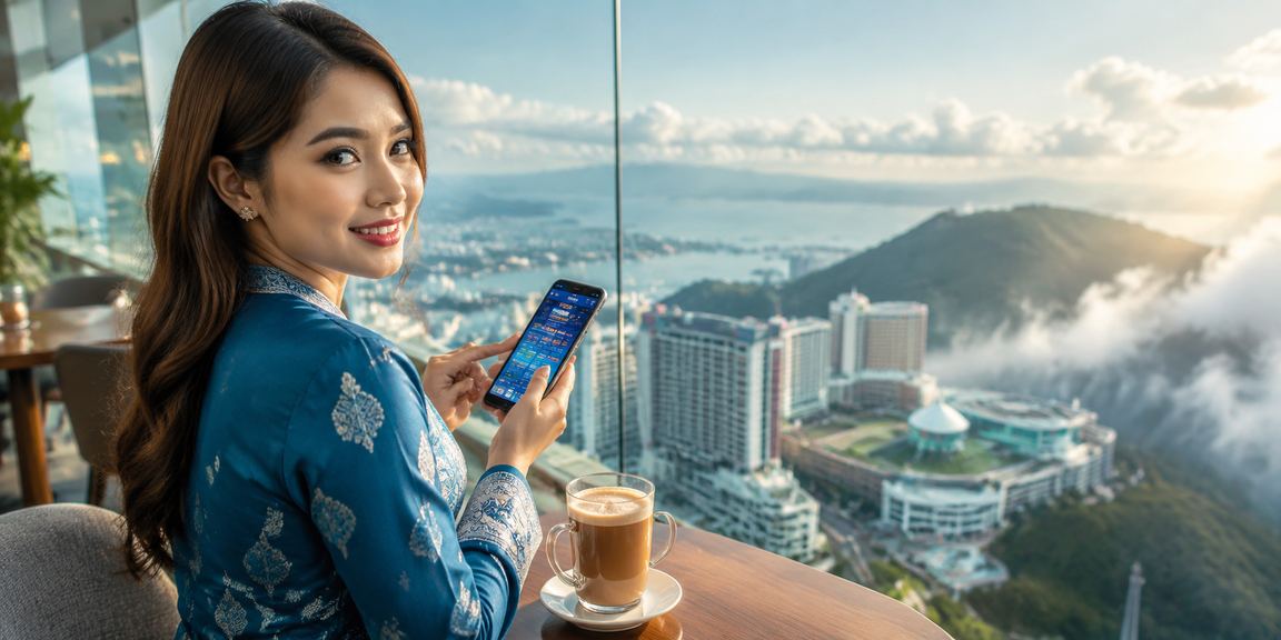 Pemain kasino mudah alih Genting Highlands dengan pakaian baju kurung